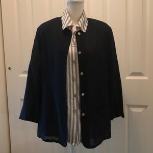 Country Road jacket w matching sheer striped top